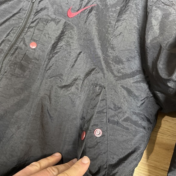 Vintage Nike Reversible Quilted Puffer Bomber Jacket Size Med 90s Swoosh Black - Picture 6 of 10